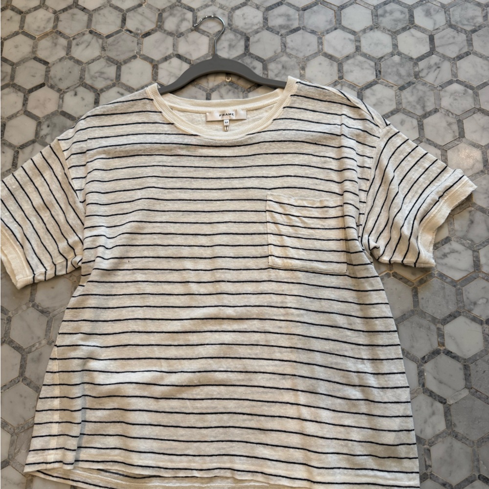 Frame linen pocket tee